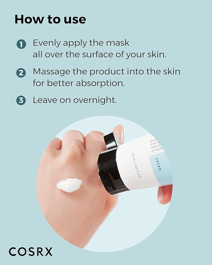 Moisturising Overnight Mask Cosrx Ultimate masque nuit riz, glow skin, hydratation intense, skincare coréenne, masque éclat