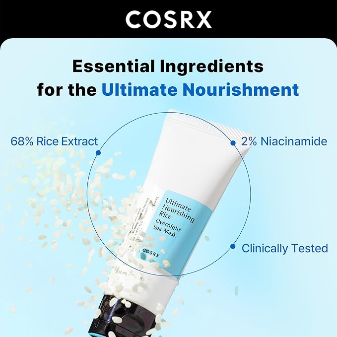 Moisturising Overnight Mask Cosrx Ultimate masque nuit riz, glow skin, hydratation intense, skincare coréenne, masque éclat