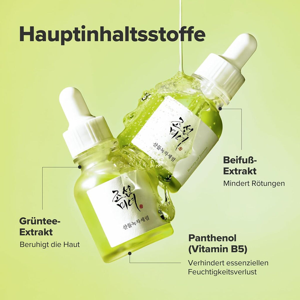 Beauty of Joseon sérum apaisant, thé vert, peau sensible, anti-rougeur, skincare coréenne